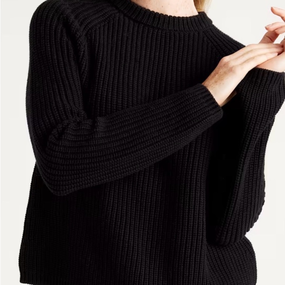 Quince 100% Organic Cotton Fisherman Crew Sweater black medium